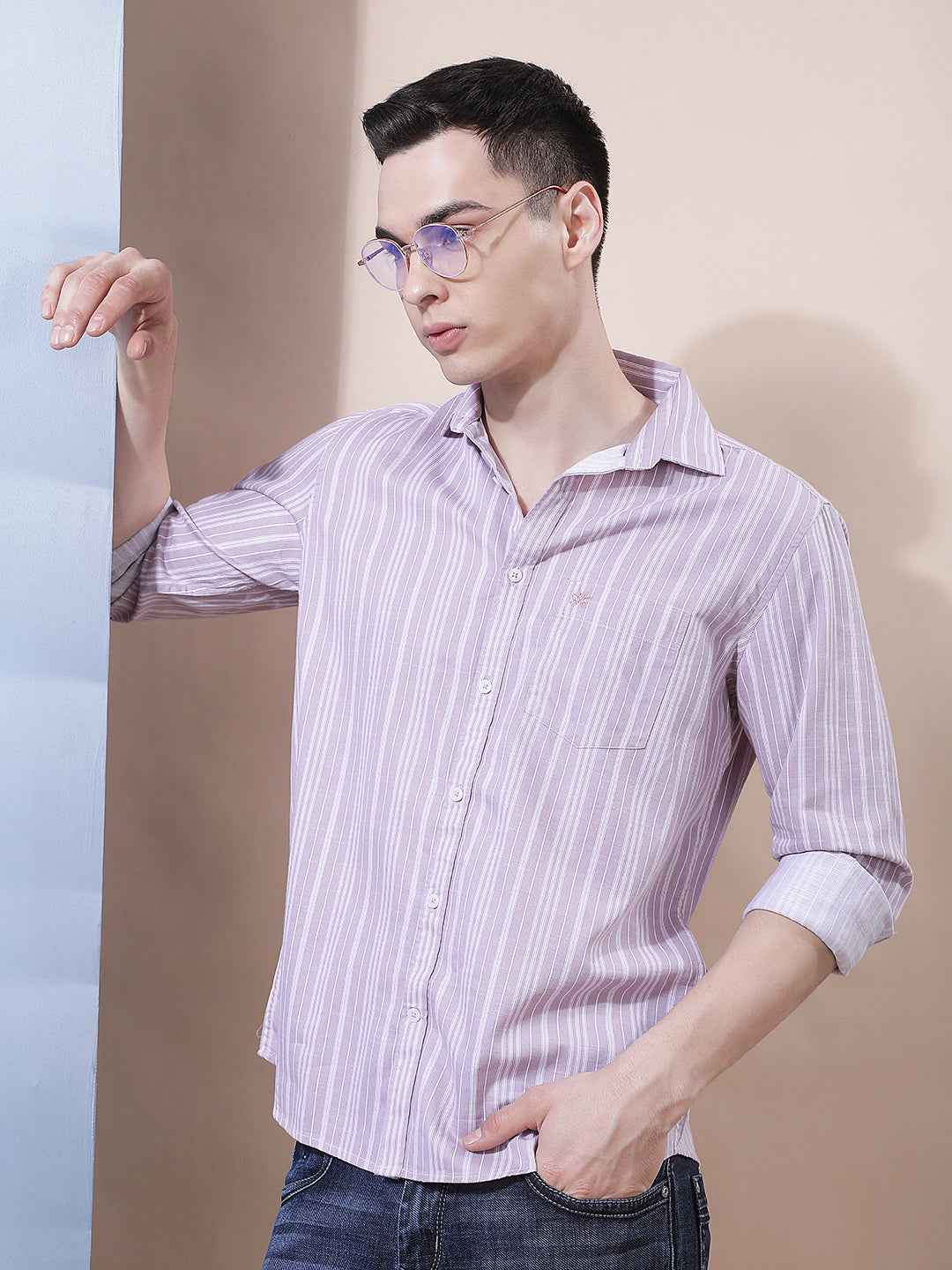 Pink Vertical Stripes Shirt