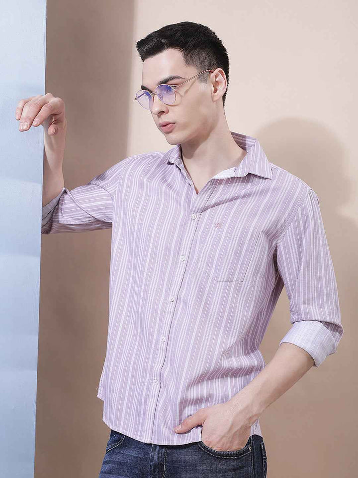 Pink Vertical Stripes Shirt
