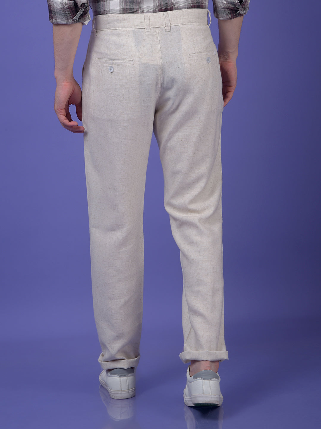 Off White Textured Trousers