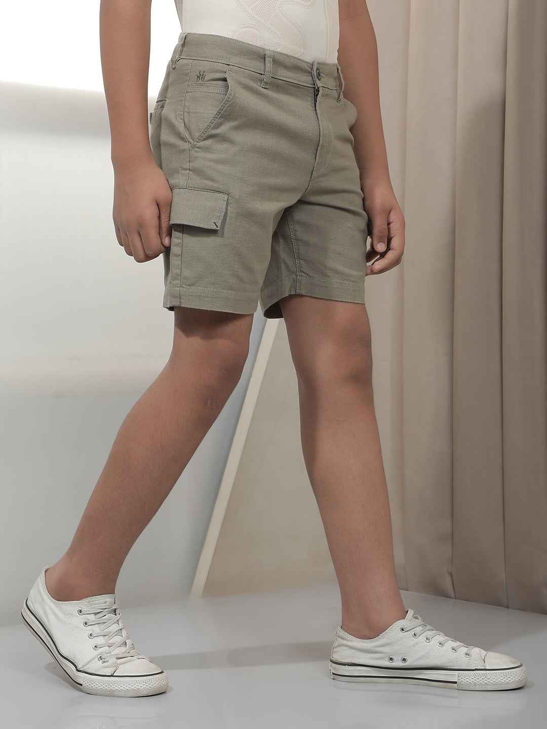 Olive 100% Cotton Cargo Shorts