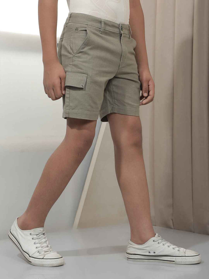Olive 100% Cotton Cargo Shorts