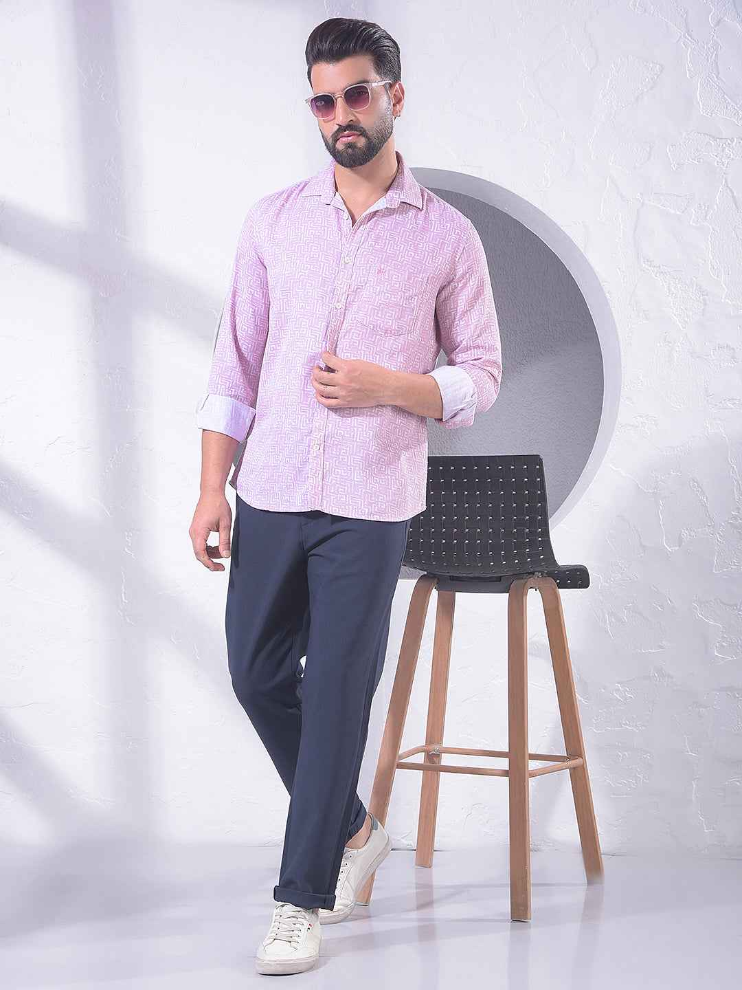 Pink Geometric Print Shirt