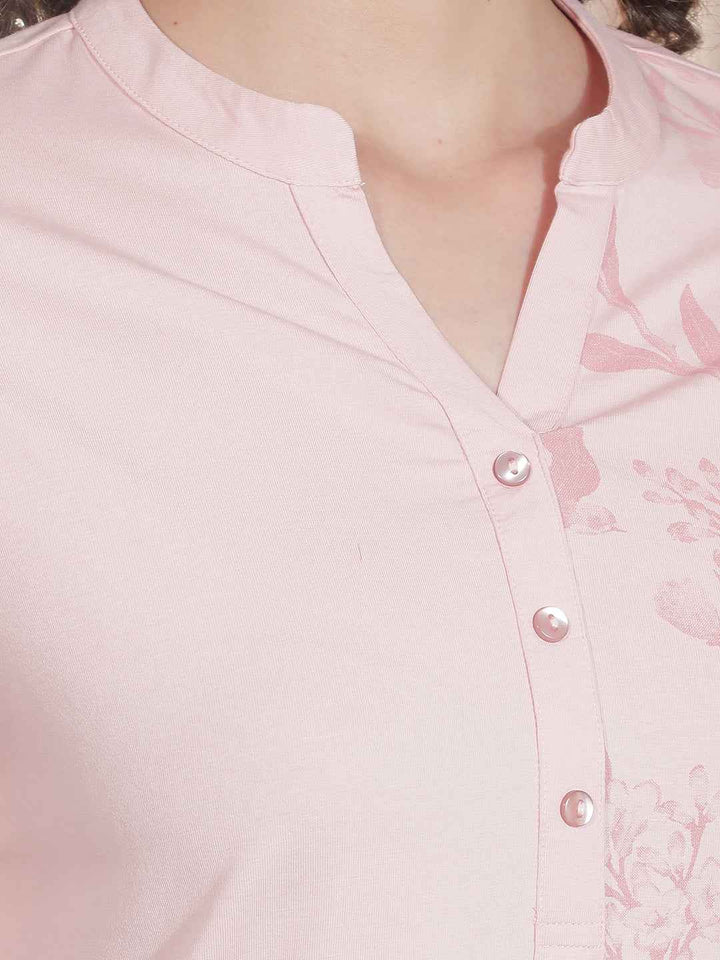 Pink Floral Printed Kurta