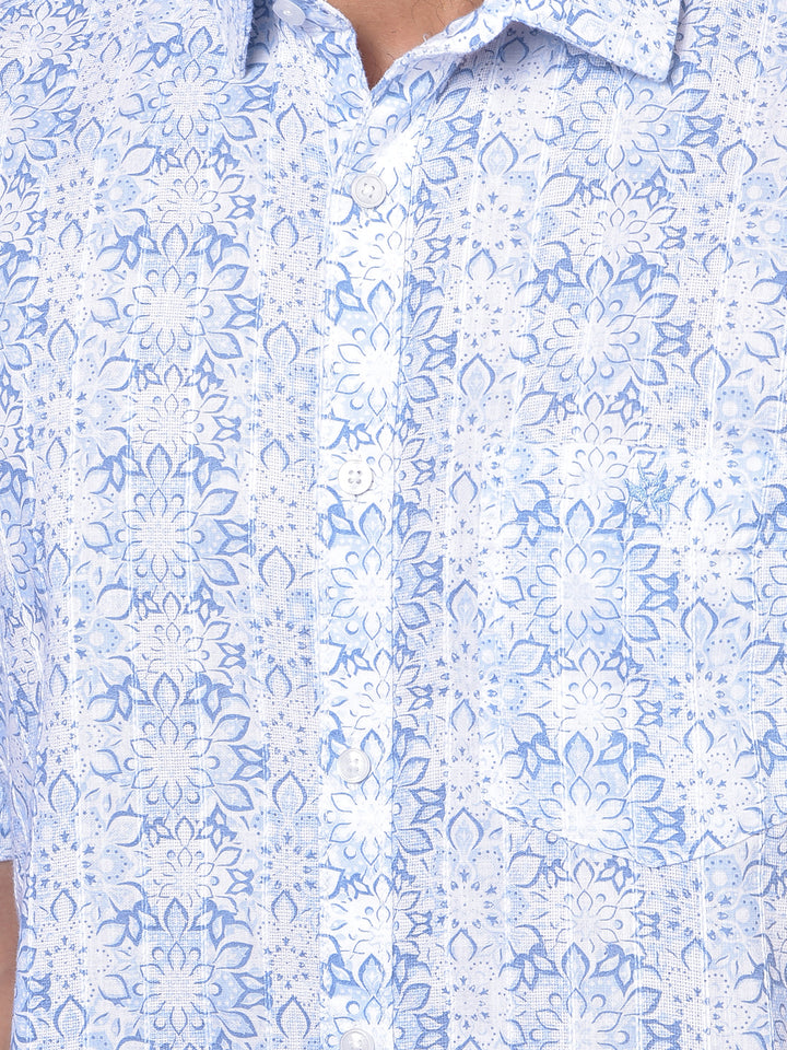 Blue Floral Print Shirt