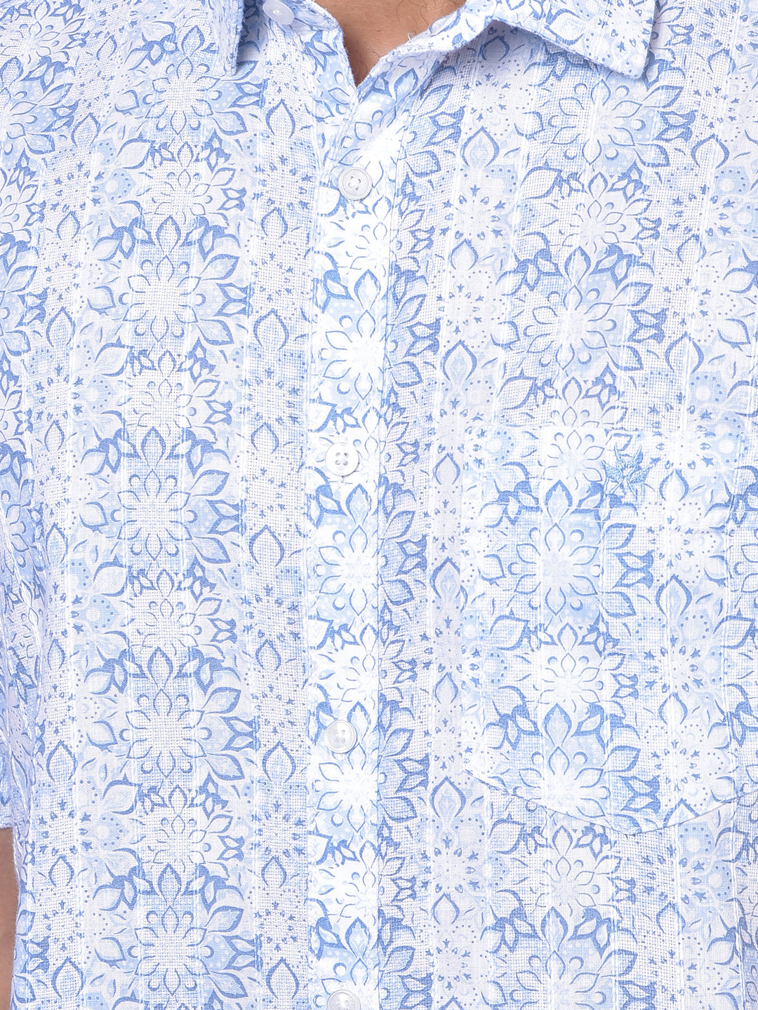 Blue Floral Print Shirt