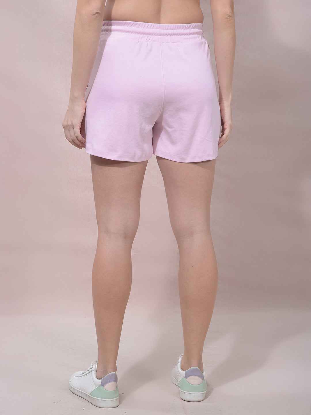Pink Embellished Mid-Thigh Length Shorts