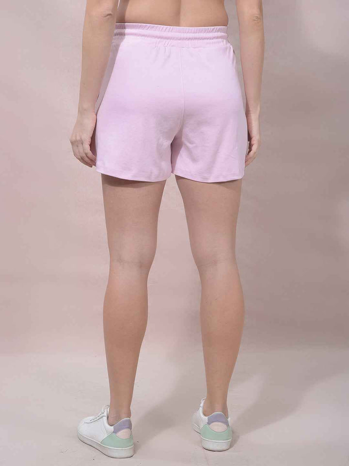 Pink Embellished Mid-Thigh Length Shorts