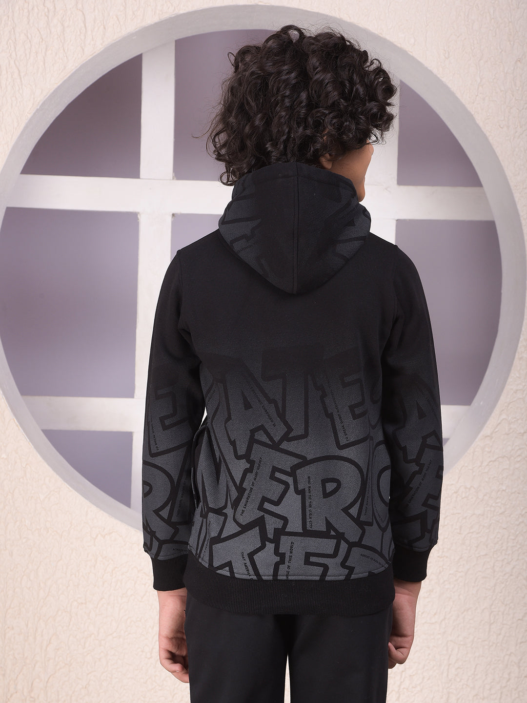 Black Embellished Hooded Neck Sweatshirt