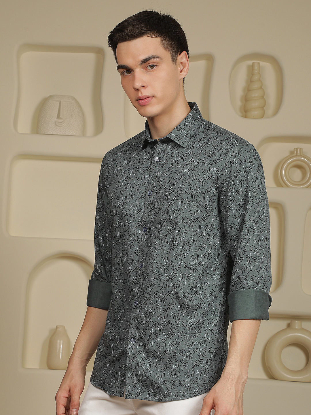 Blue Floral Print Shirt