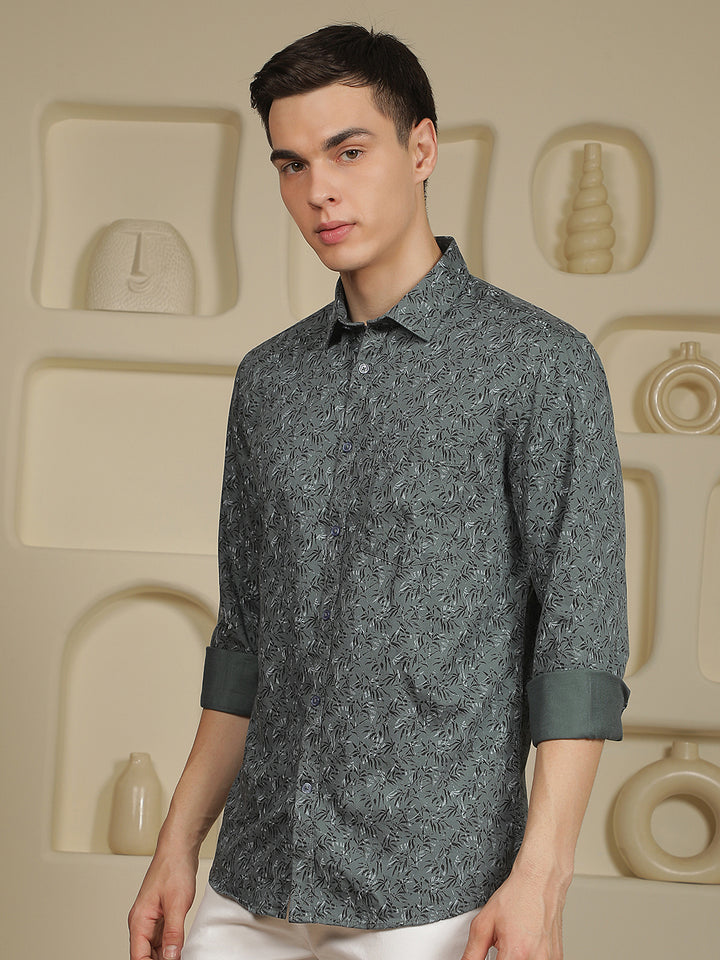Blue Floral Print Shirt