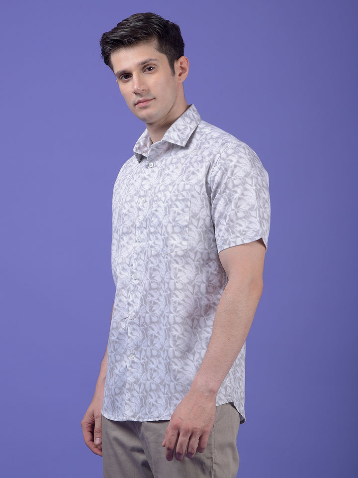 Grey Floral Print Shirt