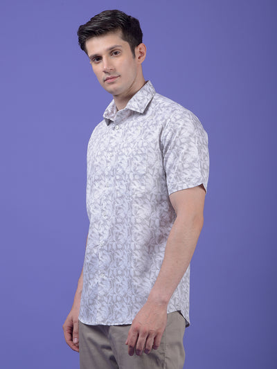 Grey Floral Print Shirt