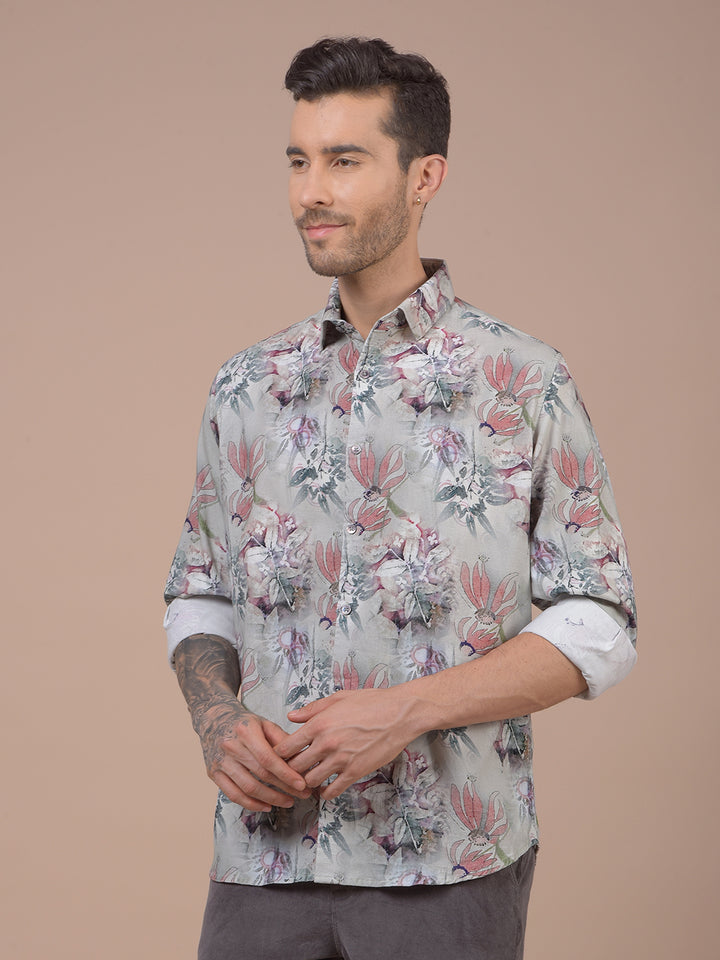 Multi-Color Floral Print 100% Cotton Shirt