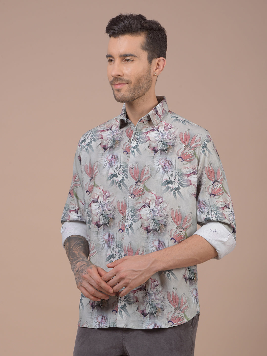 Multi-Color Floral Print 100% Cotton Shirt