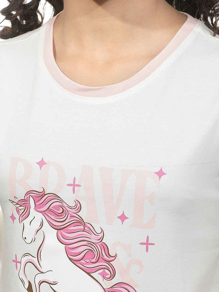 White Graphic Print T-Shirt