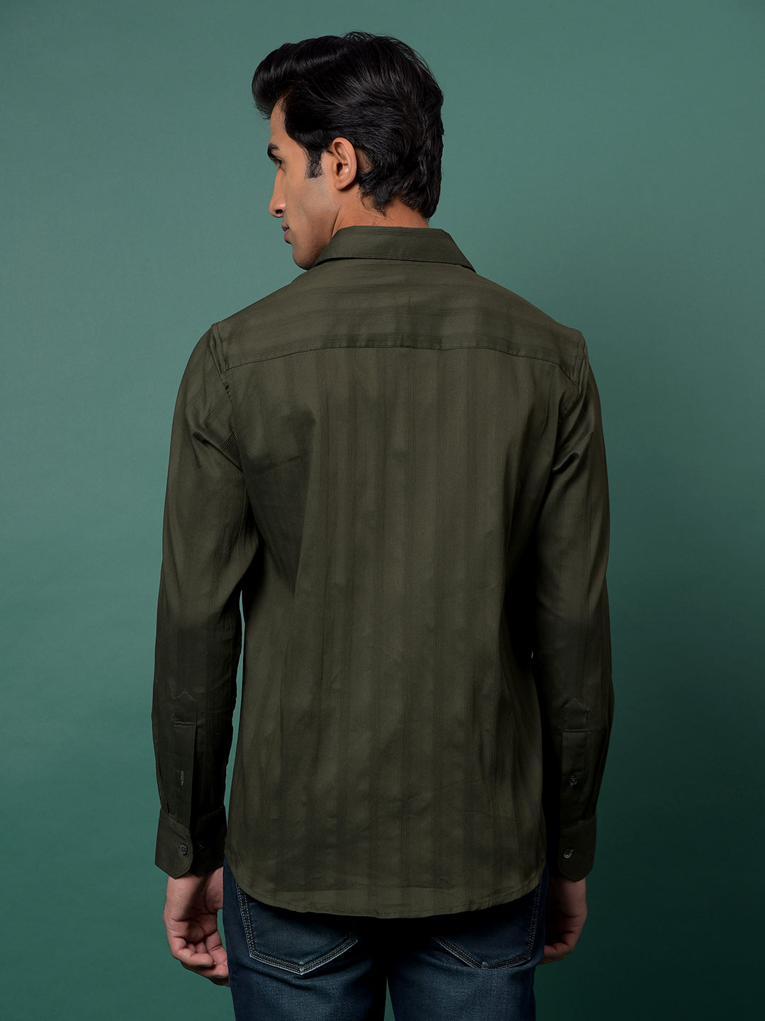 Green Vertical Stripes Shirt
