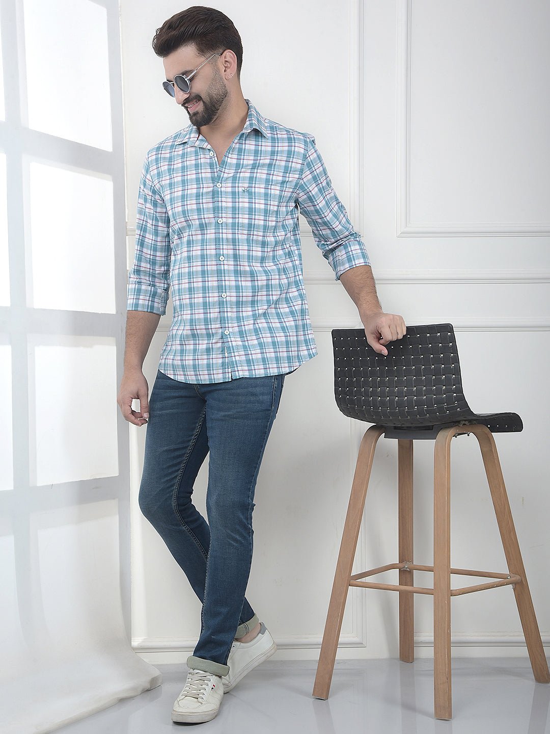 Mid Blue Stretch Straight Jeans