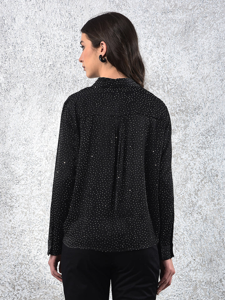 Black Embellished Sparkle Shirt