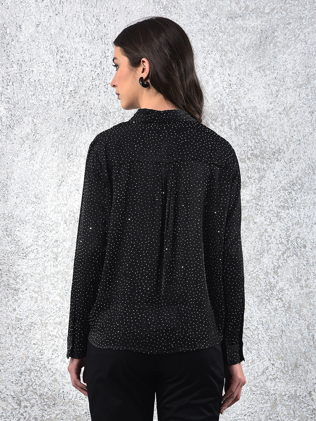Black Embellished Sparkle Shirt