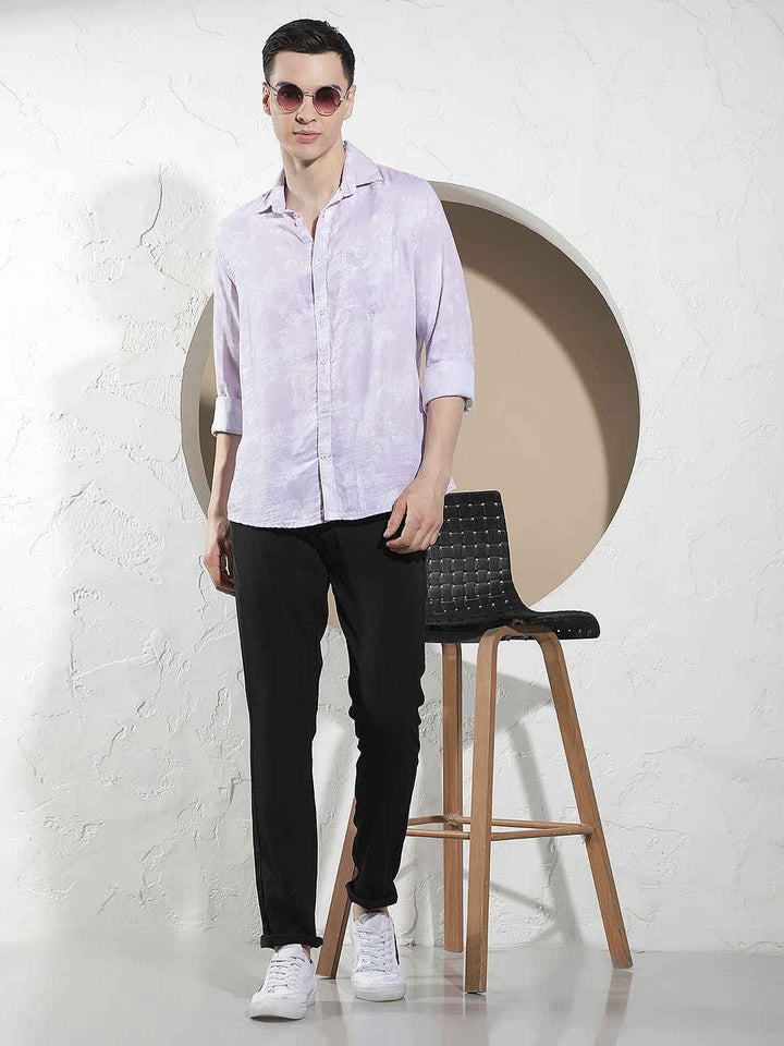 Black Casual Style Printed Trousers