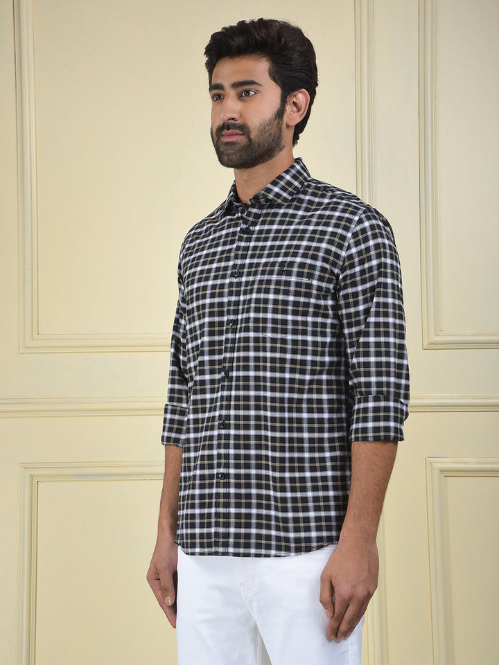 Navy Blue Checked 100% Cotton Shirt
