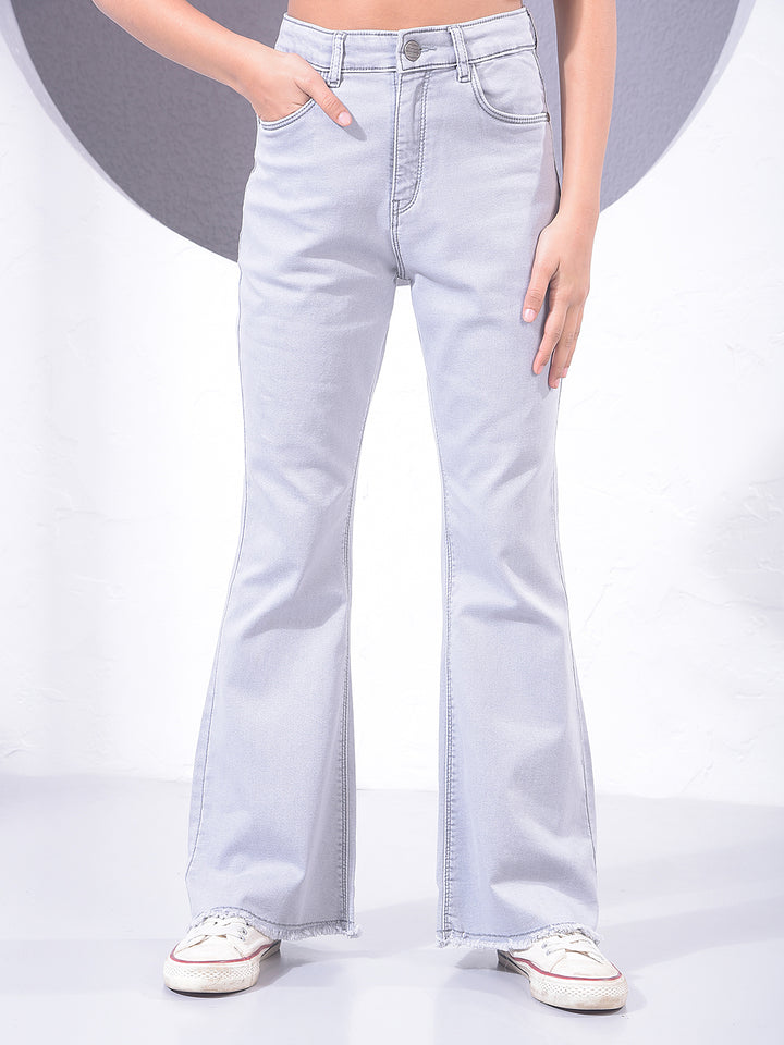 Silver Grey Soft-Wash Bootcut Jeans