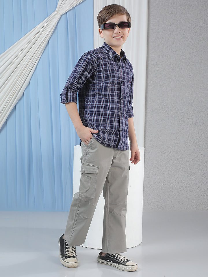 Blue Checked 100% Cotton Shirt