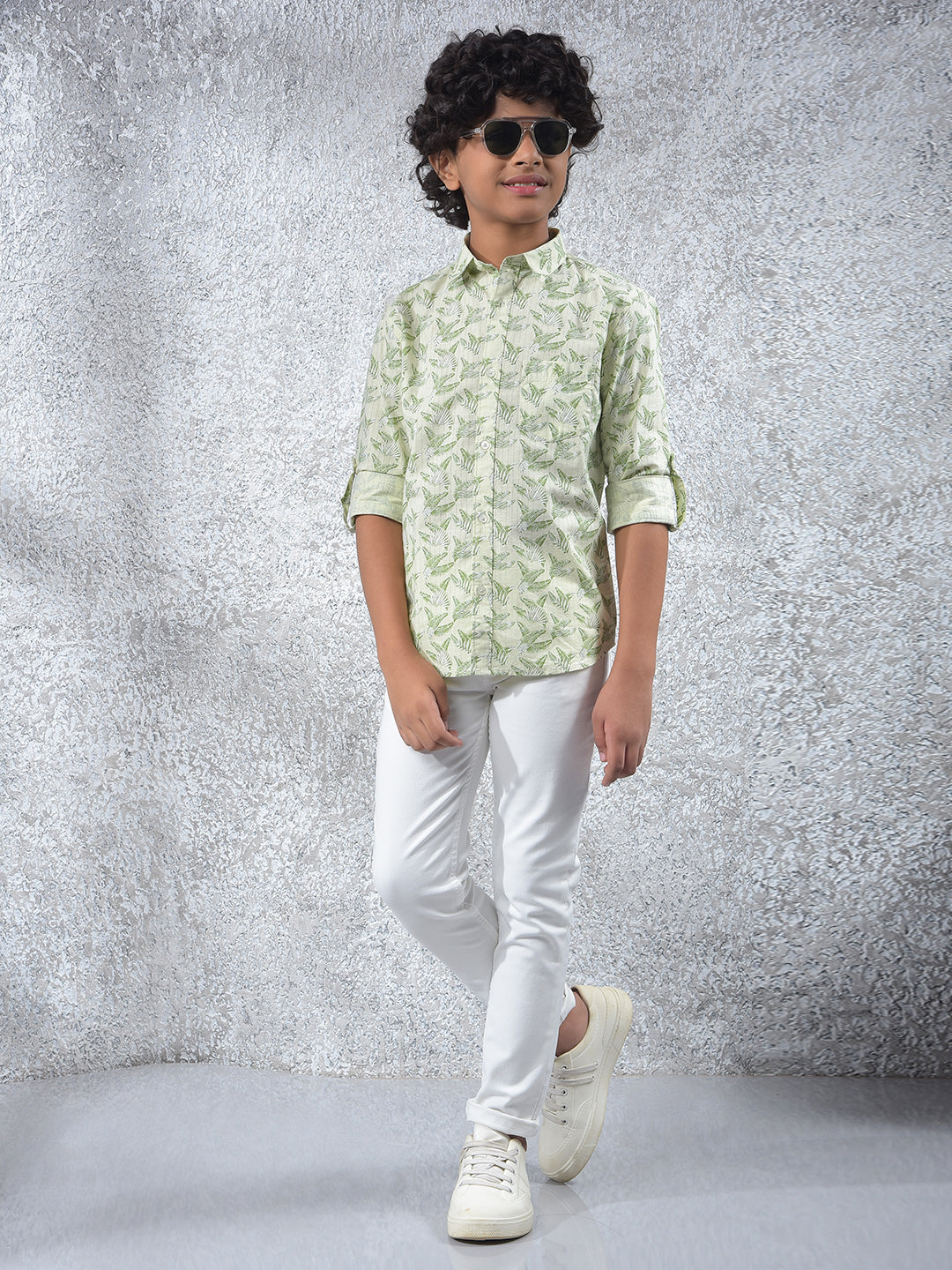 All-Day Comfort Green Floral Print Shirt