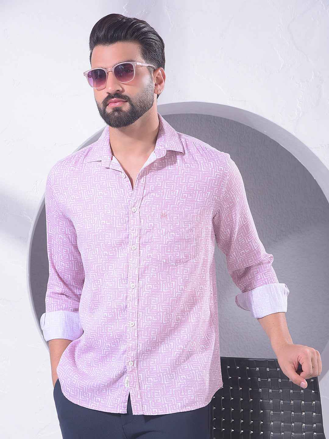 Pink Geometric Print Shirt