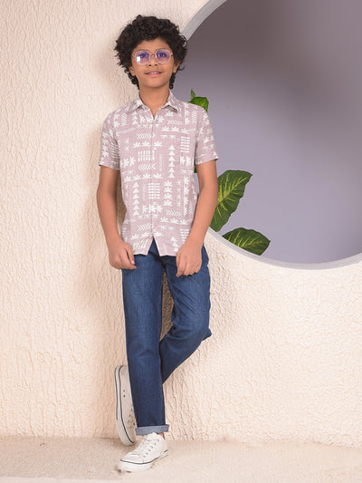 Purple Printed 100% Cotton Shirt