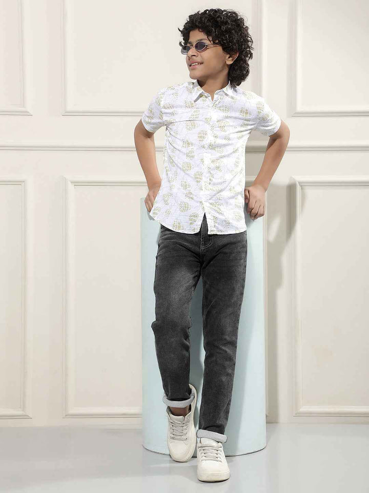Olive Floral Print Shirt