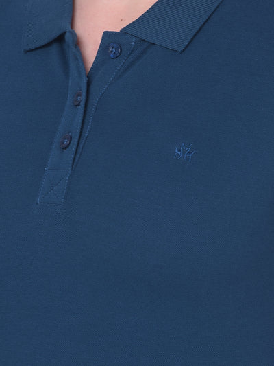 Blue Polo Neck T-Shirt