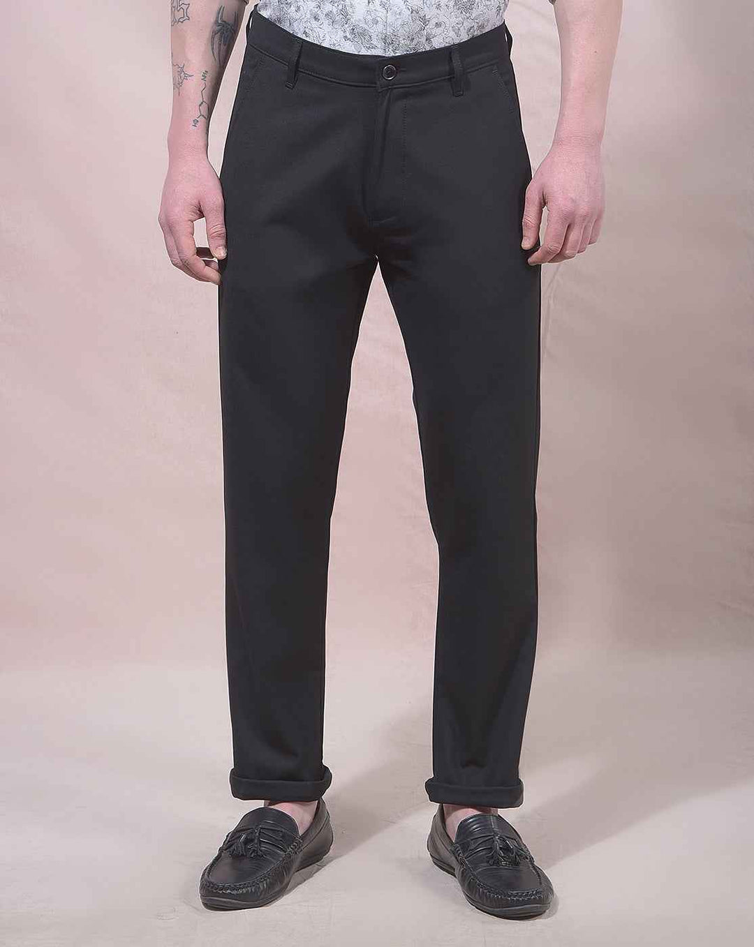 Black Chino Style Casual Trousers