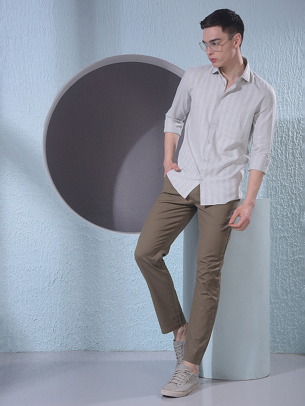 Grey Vertical Stripes Shirt