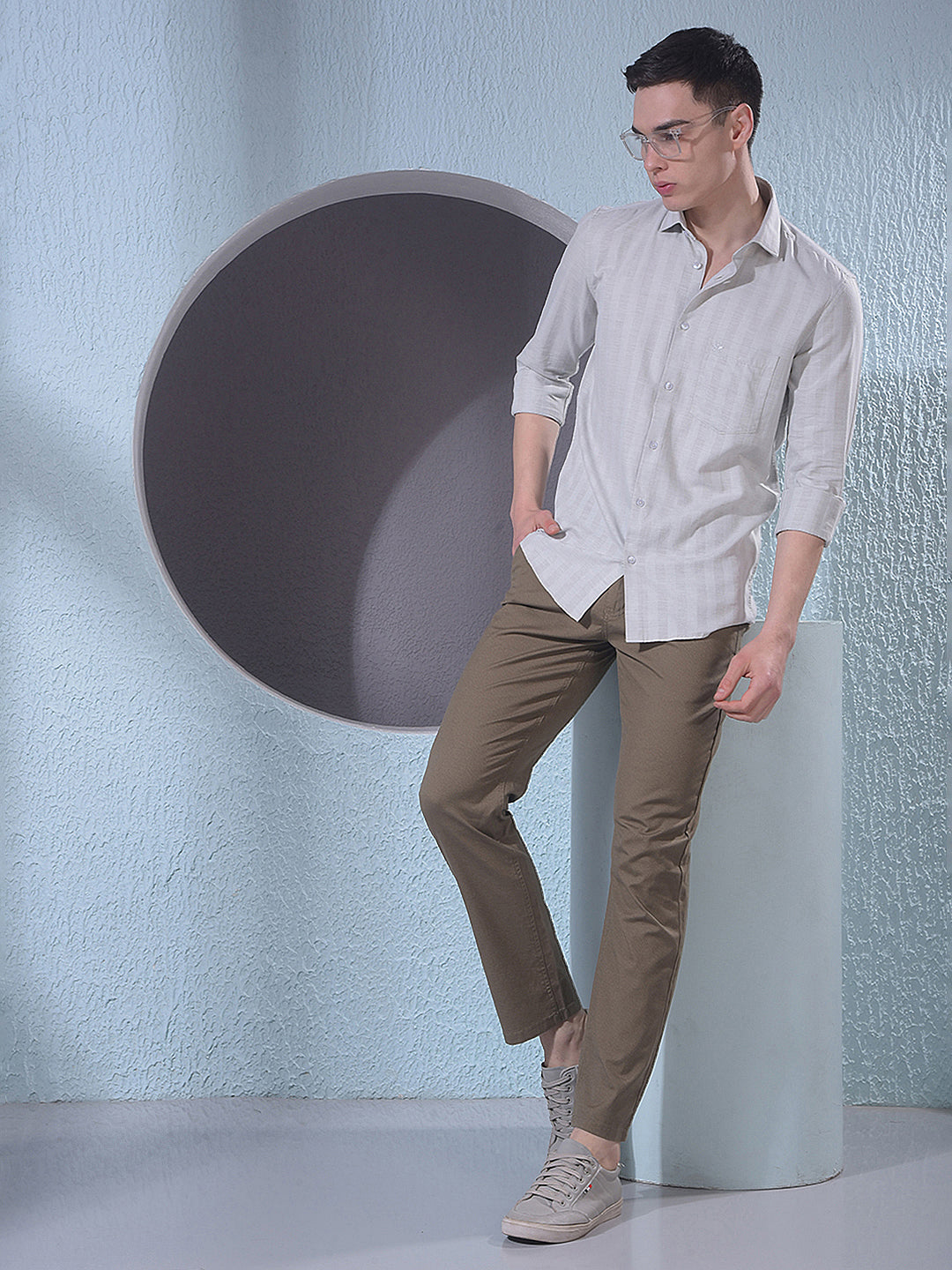 Grey Vertical Stripes Shirt