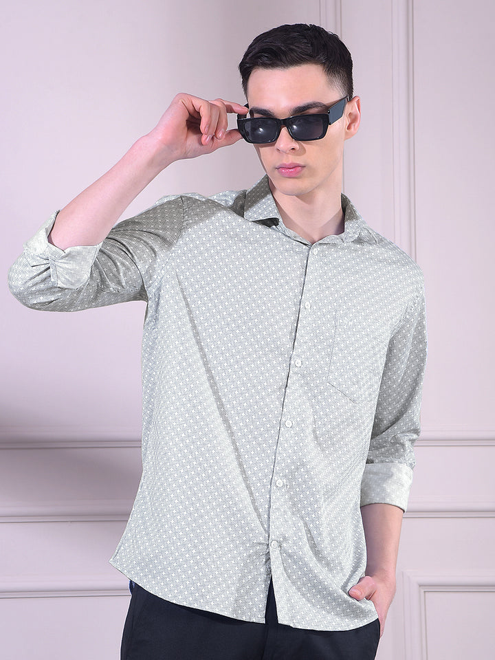 Blue Printed 100% Cotton Shirt