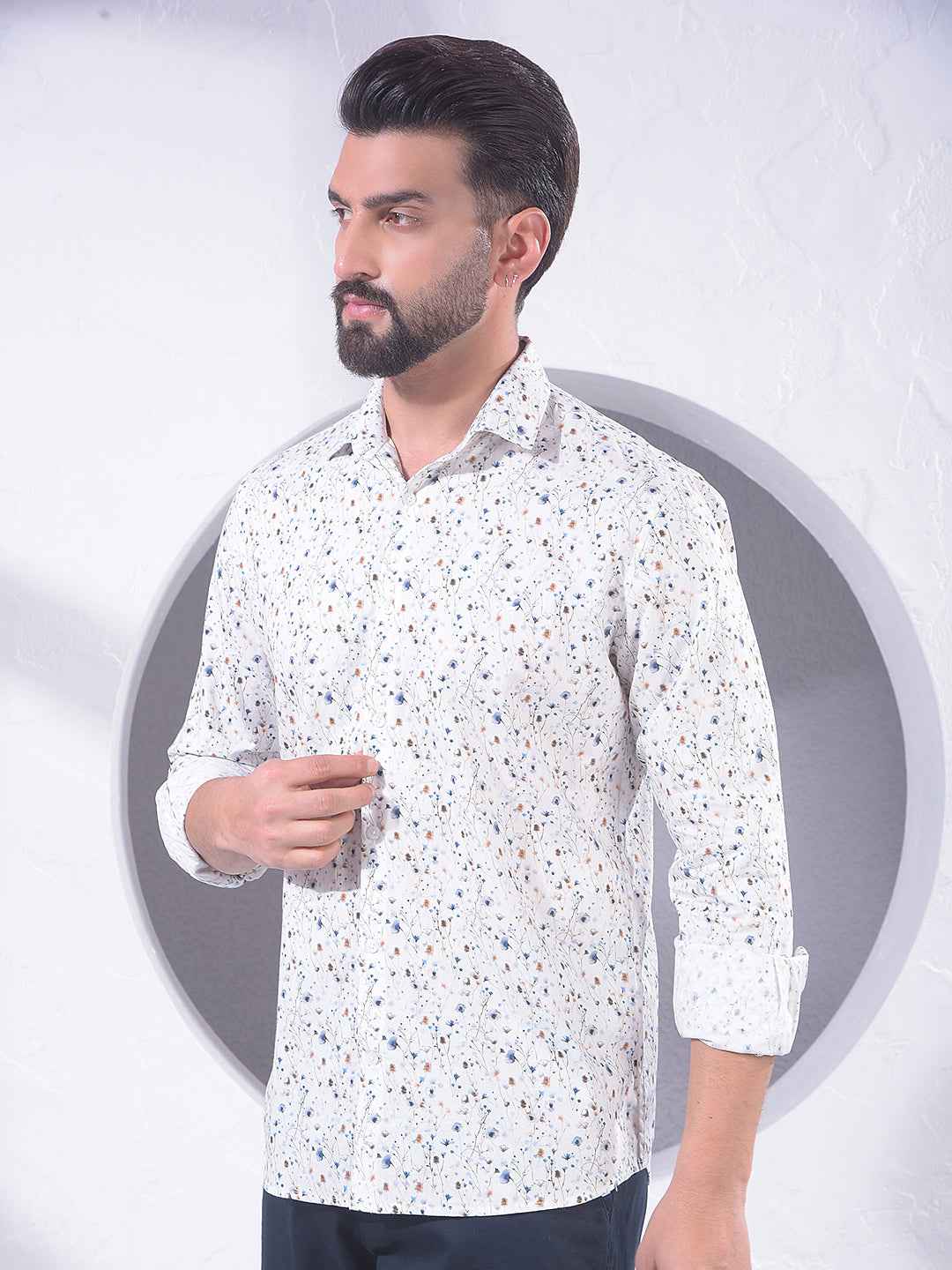 Multi-Color Floral Print 100% Cotton Shirt