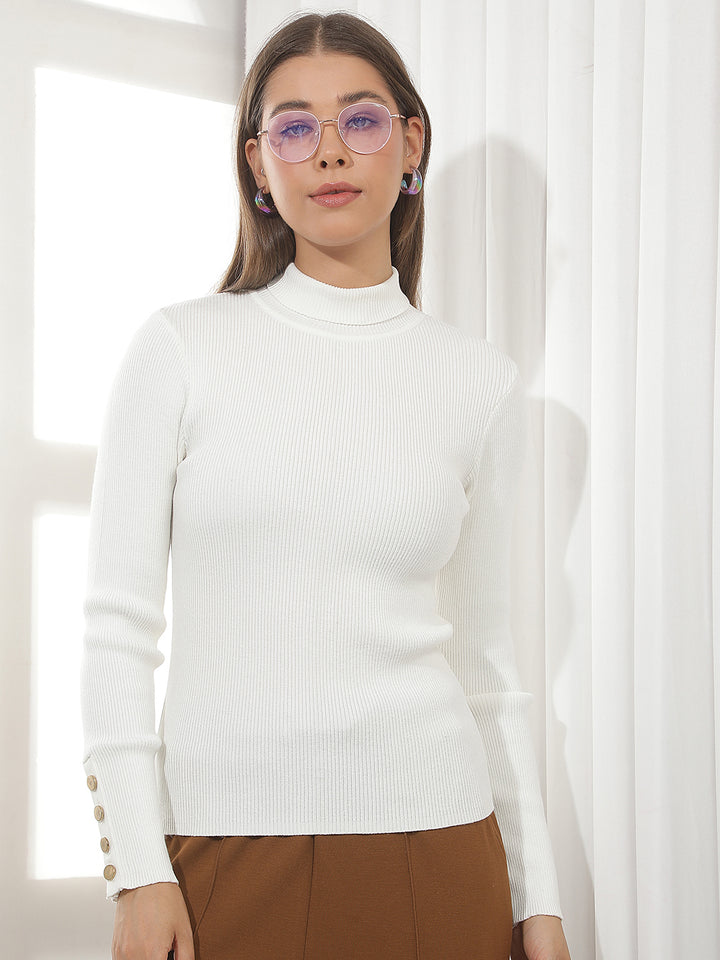 Off White High Neck Sweater