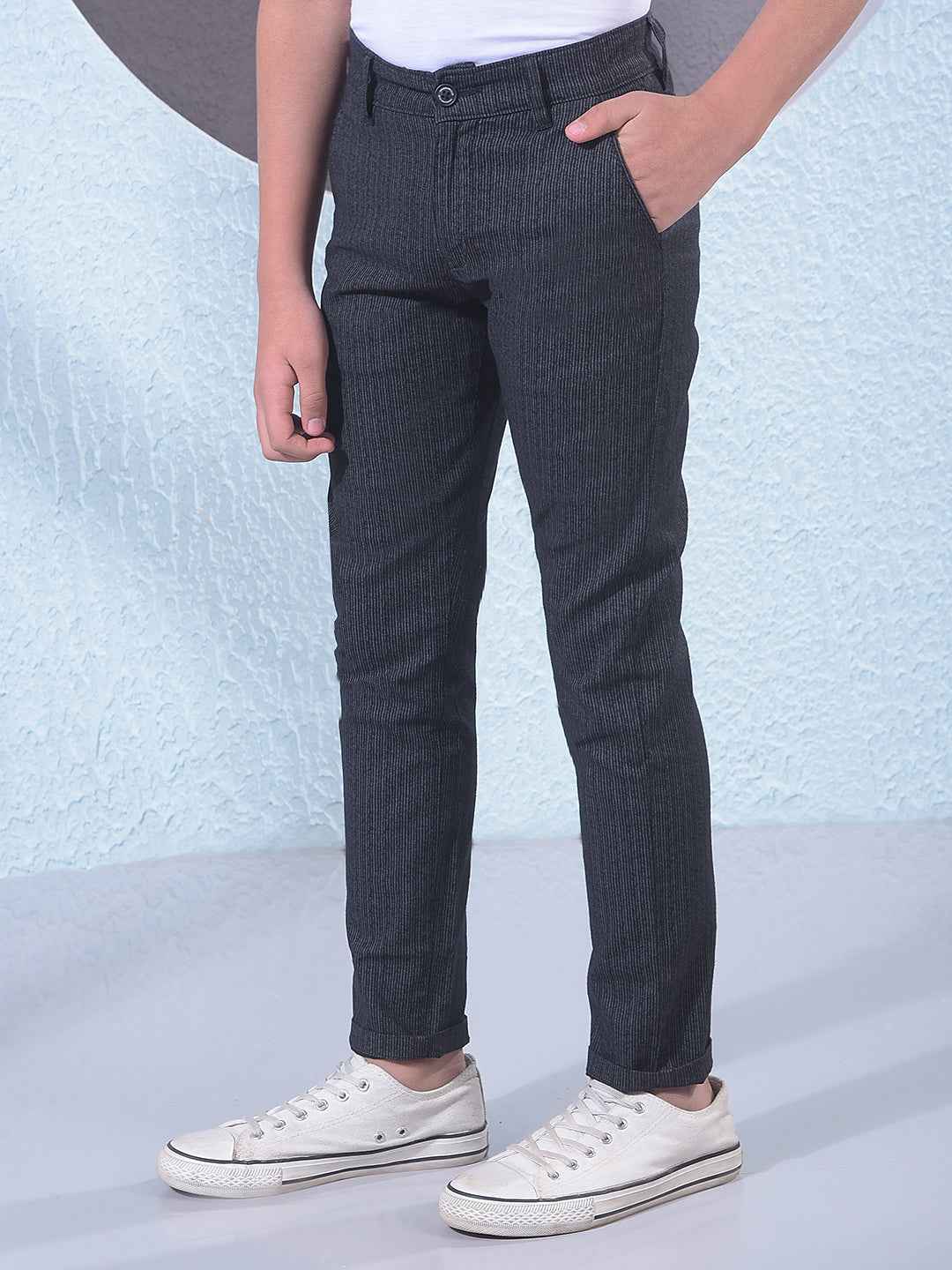 Black Vertical Stripes Trousers