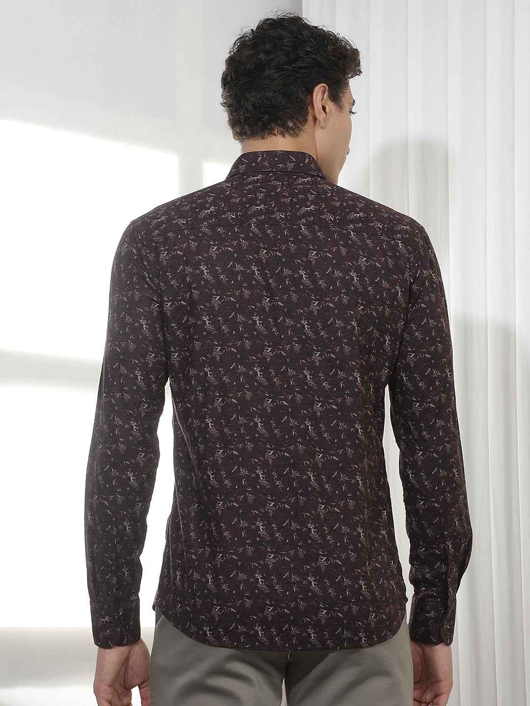 wine Floral Print Shirt