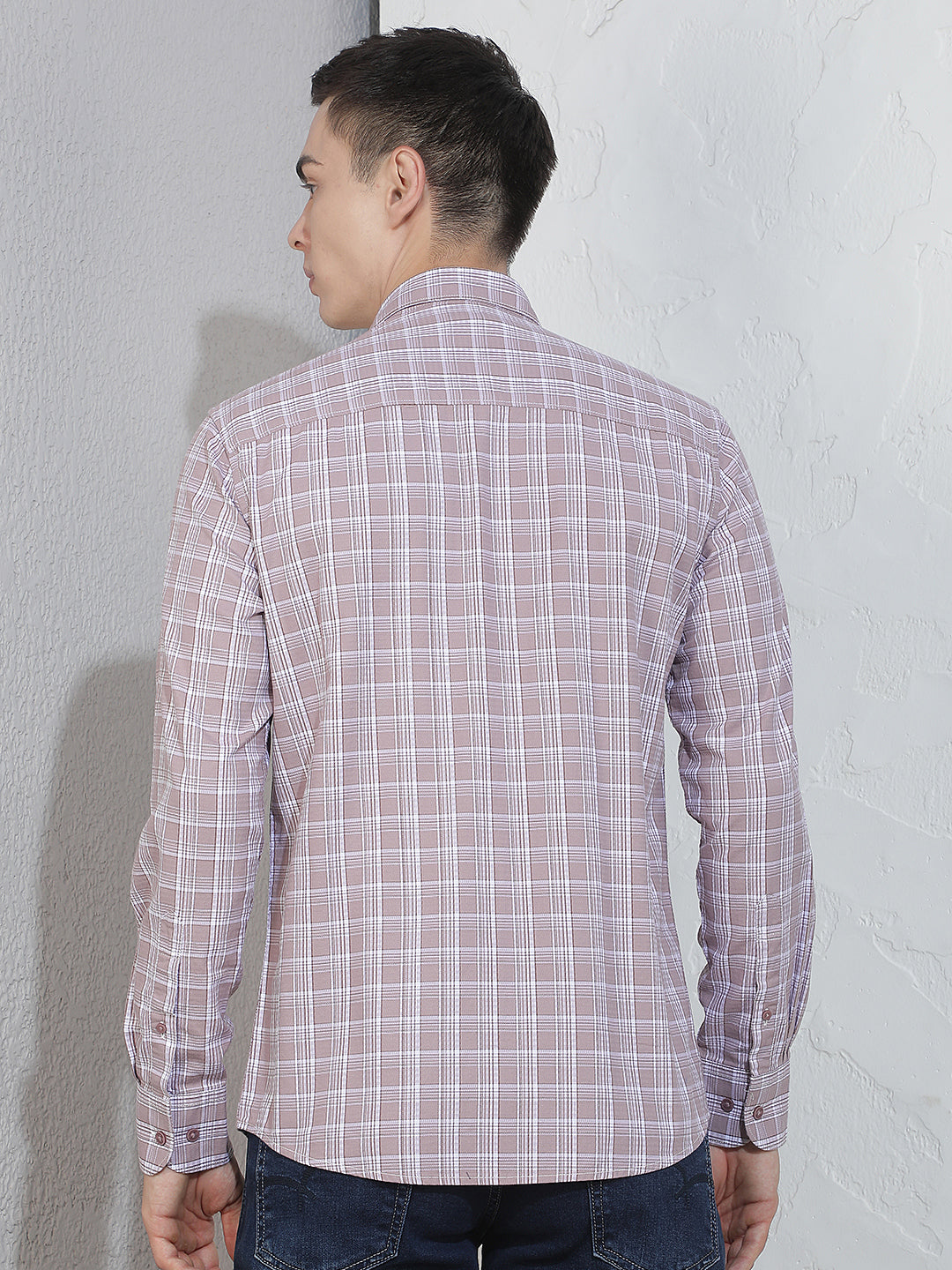 Purple Checked 100% Cotton Shirt