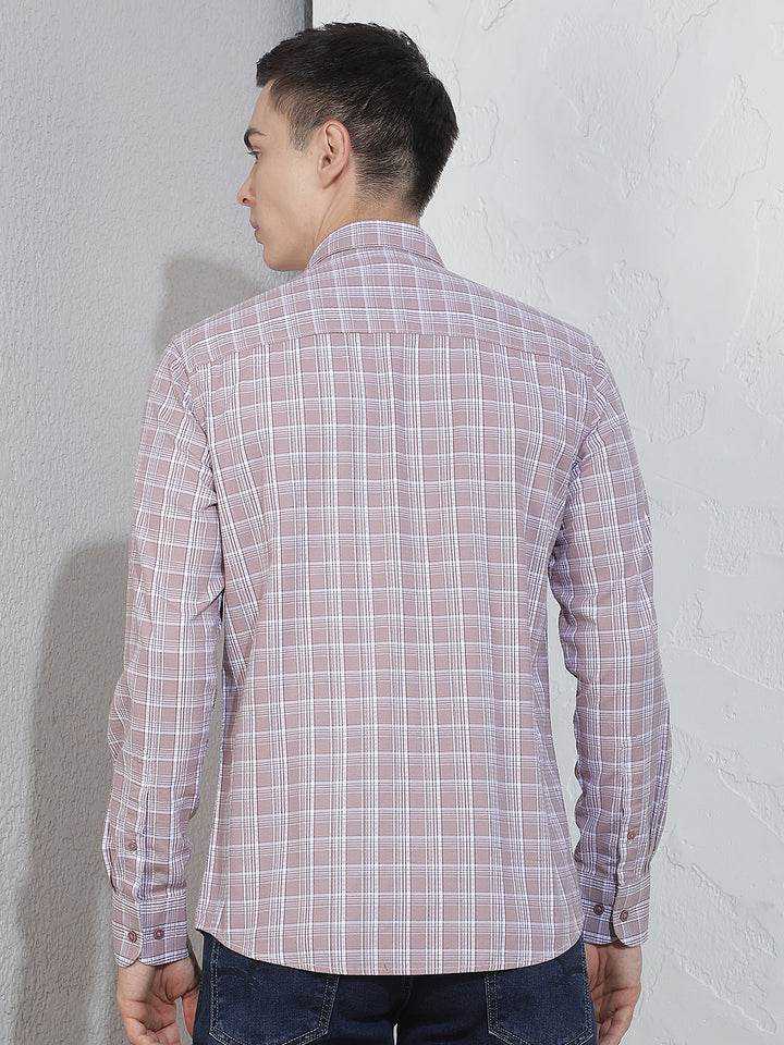 Purple Checked 100% Cotton Shirt