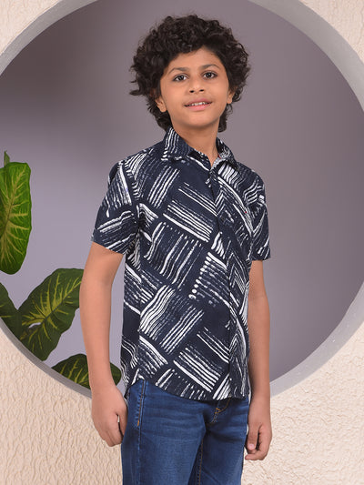 Blue Printed 100% Cotton Shirt