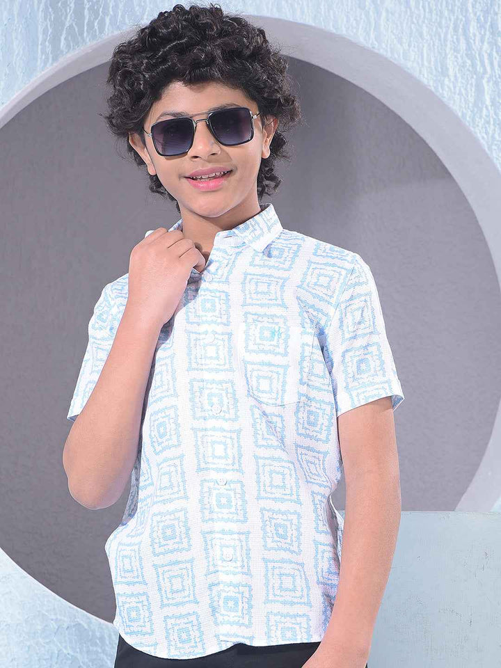 Sky Blue Printed Shirt