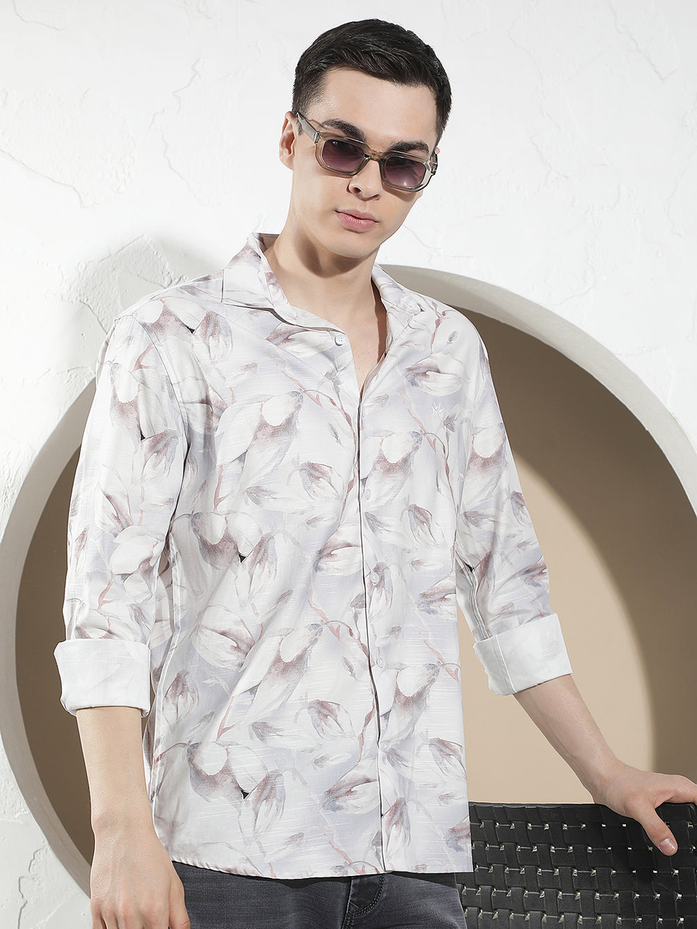 Purple Floral Print Shirt