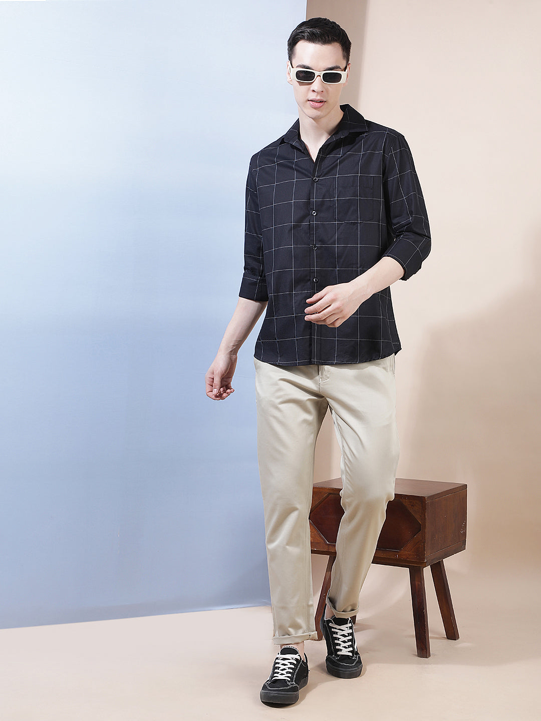 Blue Checked 100% Cotton Shirt