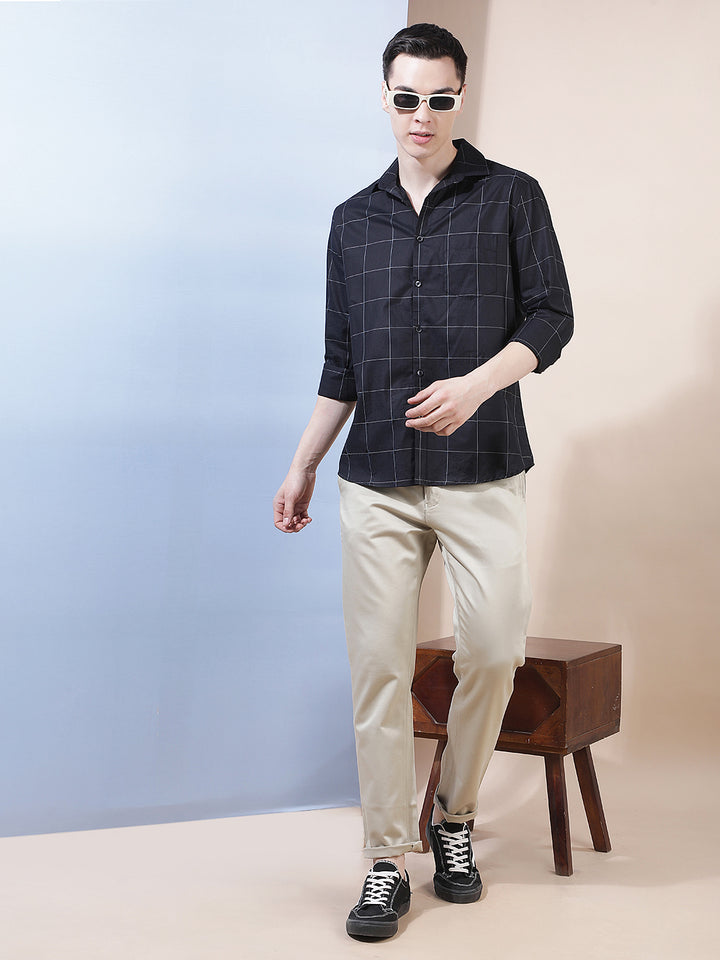 Blue Checked 100% Cotton Shirt