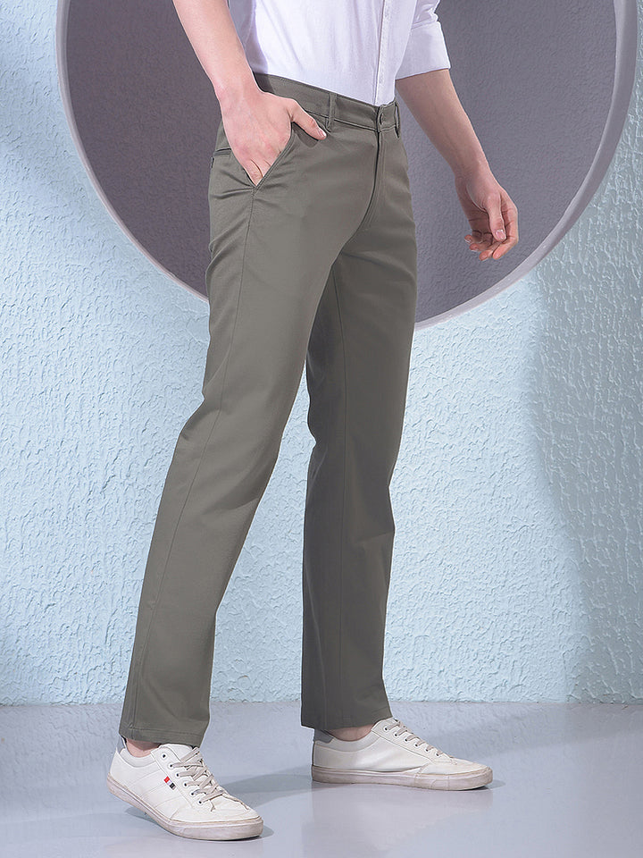 Modern Olive Straight Trousers