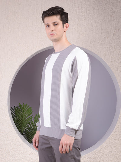 Grey Vertical Stripes Sweatshirt