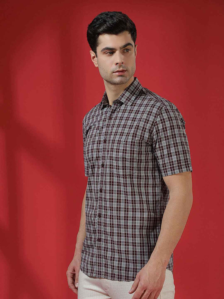 100% Cotton Wine Checked Shirt